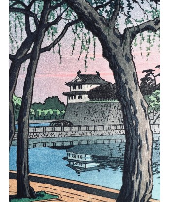 Estampe Japonaise de Hasui Kawase | Crépuscule de printemps sur le Palais Impérial de Tokyo les ligaments