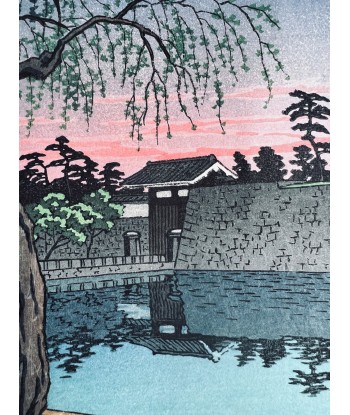 Estampe Japonaise de Hasui Kawase | Crépuscule de printemps sur le Palais Impérial de Tokyo les ligaments