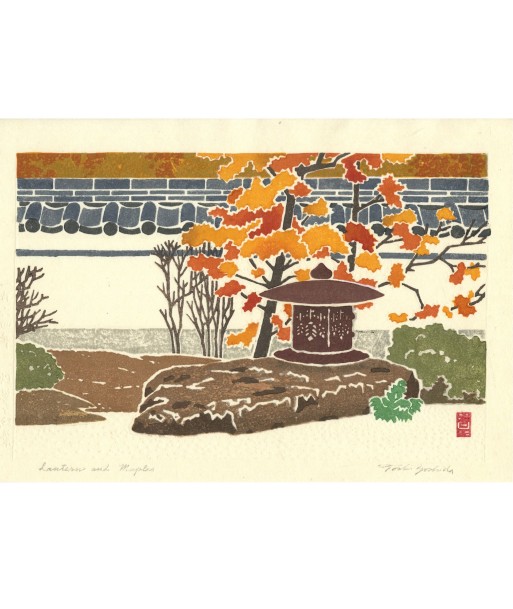 Estampe Japonaise de Yoshida Toshi | Lanterne et érables à l'automne votre