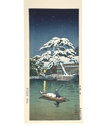 Estampe japonaise de Hasui Kawase | Funabori sous la neige pas cher 