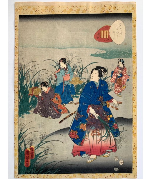 Estampe Japonaise de Kunisada II | Tempête à l'automne pas cher chine