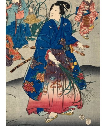 Estampe Japonaise de Kunisada II | Tempête à l'automne pas cher chine