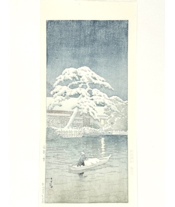 Estampe japonaise de Hasui Kawase | Funabori sous la neige pas cher 