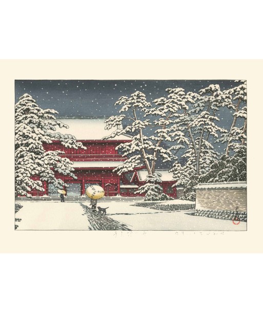 Le Temple Zojoji sous la Neige de Hasui Kawase | Reproduction Fine Art les ctes