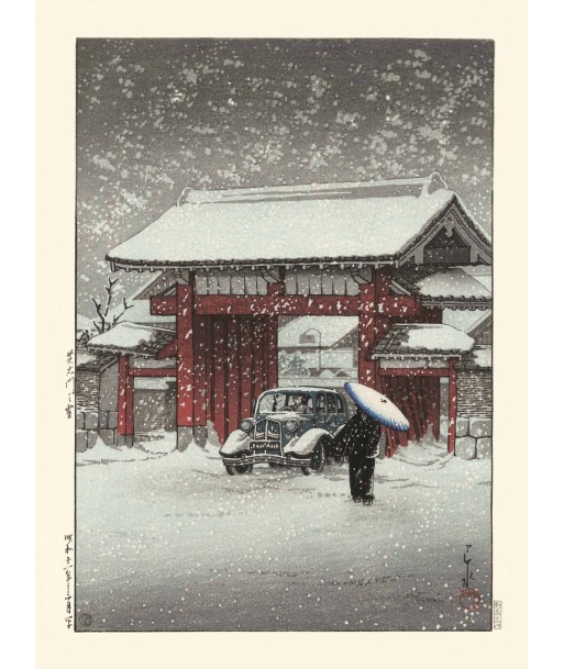 Jour de neige à la porte Shiba Daimon de Hasui Kawase | Reproduction Fine Art Pour