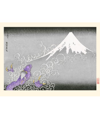 Le mont Fuji et un Dragon, Les cent vues du mont Fuji vol. 2 de Hokusai | Reproduction Fine Art l'achat 