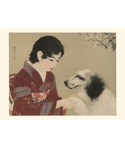 Jeune Femme et son chien de Shinsui Ito | Reproduction Fine Art Venez acheter