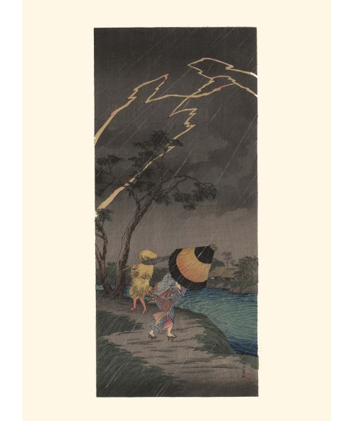 Orage à Tateichi de Shotei | Reproduction Fine Art hantent personnes