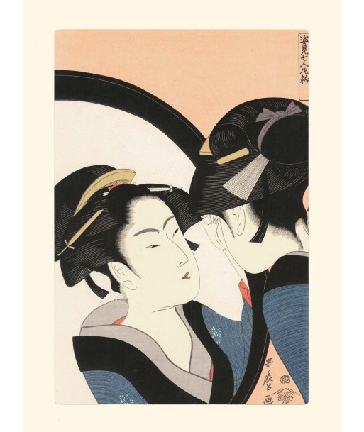 Beauté devant son miroir de Utamaro Kitagawa | Reproduction Fine Art solde