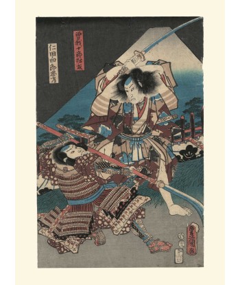 Deux samouraïs en combat au Mont Fuji de Kunisada | Reproduction Fine Art Venez découvrir notre 