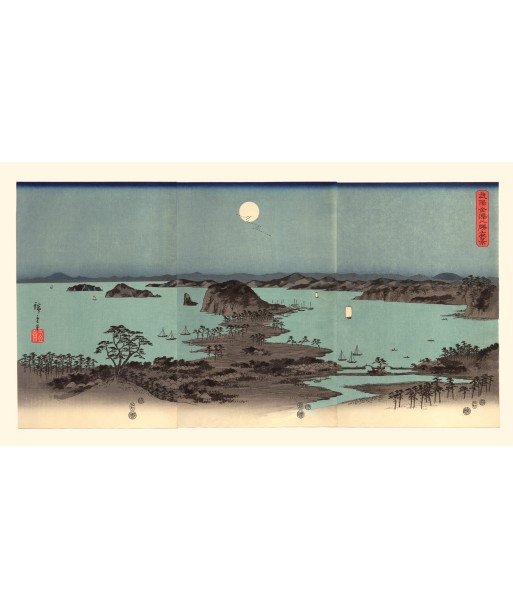 Nuit de Pleine Lune à Kanazawa de Hiroshige | Reproduction Fine Art français