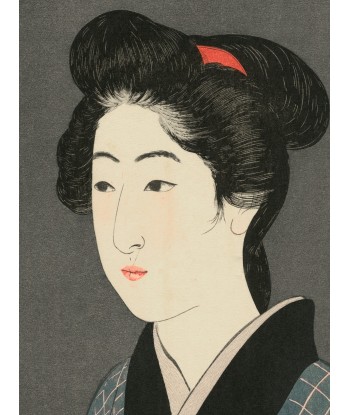 Estampe Japonaise de Goyo Hashiguchi | Femme et Plateau Rouge le des métaux précieux