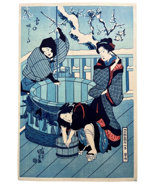 Estampe Japonaise de Toyokuni I Utagawa | Lendemain de Neige des créatures d'habitude