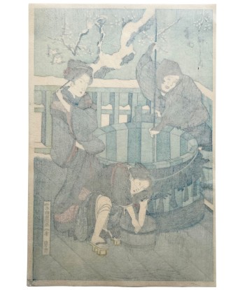 Estampe Japonaise de Toyokuni I Utagawa | Lendemain de Neige des créatures d'habitude