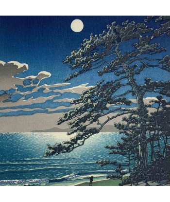 Estampe Japonaise de Kawase Hasui | Lune de printemps à Ninomiya Faites des économies