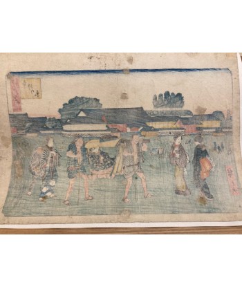 Estampe Japonaise de Hiroshige | Edo Meisho - Vue de Hongo, promenade en palanquin offre 