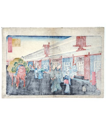 Estampe Japonaise de Hiroshige | Edo Meisho - Rue marchande à Kojimachi dôri de technologie