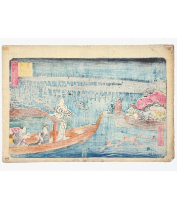 Estampe Japonaise de Hiroshige | Edo Meisho | Prendre le frais près du pont Ryôgoku l'achat 