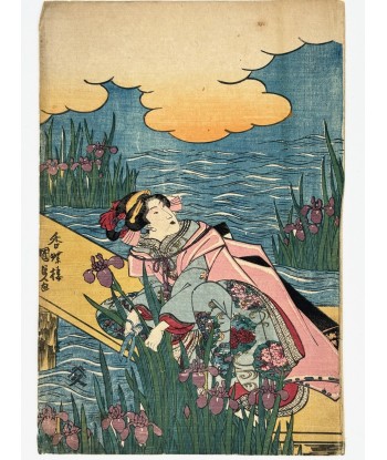 Estampe Japonaise de Kunisada | Narihira sur un ponton aux iris acheter