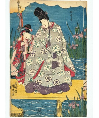 Estampe Japonaise de Kunisada | Narihira sur un ponton aux iris acheter