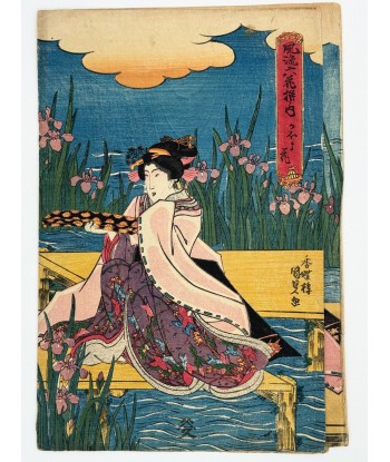 Estampe Japonaise de Kunisada | Narihira sur un ponton aux iris acheter