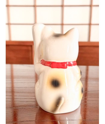 Chat Blanc Maneki Neko en céramique avec de longues moustaches Pour