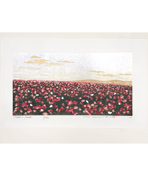 Estampe Japonaise de Namiki Hajime | Colline 2 - Champ de coquelicots Voir les baskets