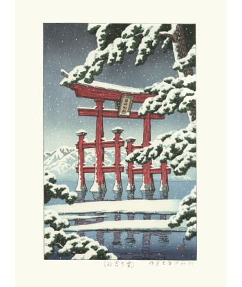 Neige sur le Torii de Miyajima de Hasui Kawase | Reproduction Fine Art l'achat 