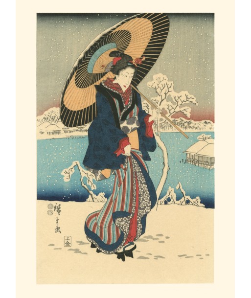 Neige à Shinobazu de Hiroshige | Reproduction Fine Art Le MVP de beaucoup