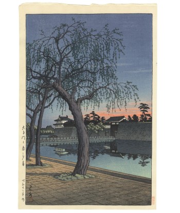 Estampe Japonaise Encadrée de Hasui Kawase | Crépuscule de printemps sur le Palais Impérial de Tokyo Jusqu'à 80% De Réduction