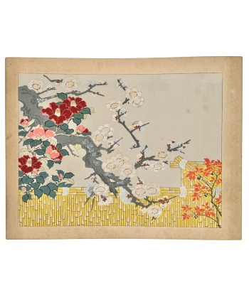 Estampe Japonaise Ecole Kano | Prunier en fleur et Camélia en stock