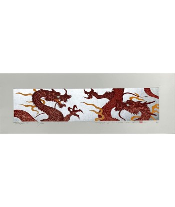 Estampe Japonaise Encadrée de Namiki Hajime | Dragons Rouges Flamboyants pour bénéficier 