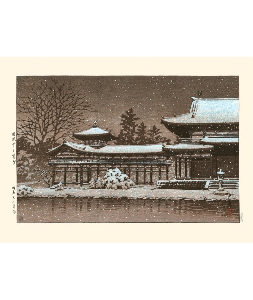 Neige sur le Phoenix Hall de Hasui Kawase | Reproduction Fine Art français