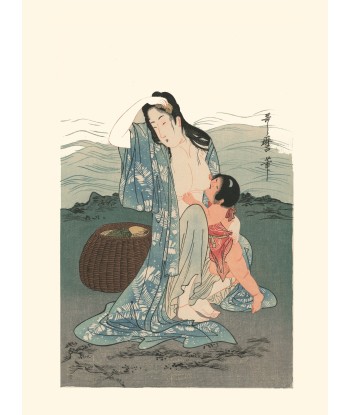 Pêcheuse d'Abalone et enfant de Utamaro Kitagawa | Reproduction Fine Art livraison gratuite