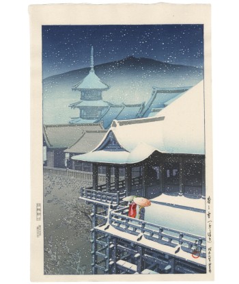 Estampe Japonaise de Hasui Kawase | Neige de printemps sur le Temple Kiyomizu, Kyoto vente chaude votre 