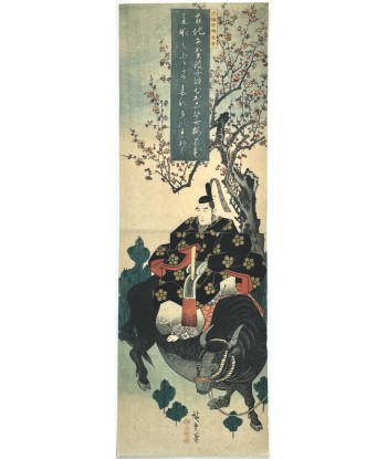 Estampe Japonaise de Hiroshige | Le Poète Sugawara Michizane sur son buffle Pour