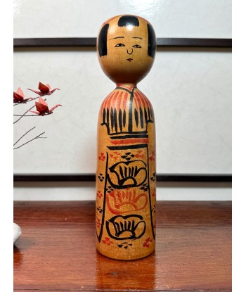 Kokeshi Traditionnelle Kijiyama de Ogura Kyutaro | Kimono fleurs de pivoine Les êtres humains sont 