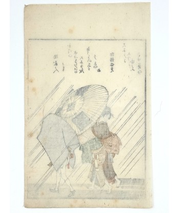 Estampe Japonaise d'Hokusai Katsushika | Jour de pluie, poème Kyoka pas cher 