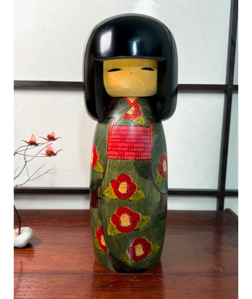 Kokeshi Créative Vintage de Kunio Miyagawa | Camélia Rouge l'achat 