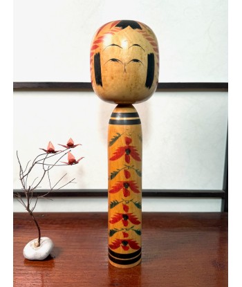 Kokeshi traditionnelle de Nagao Masayoshi | style Togatta - Chrysanthème 31 cm Véritable concentré