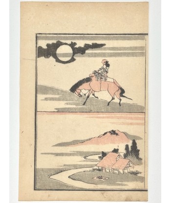 Estampe Japonaise de Toyota Hokkei |Voyageur à cheval sous la pleine lune Venez acheter