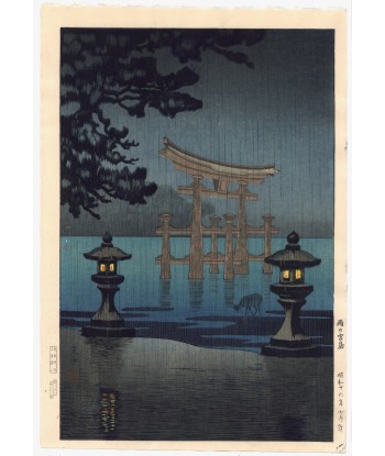 Estampe Japonaise de Koitsu Tsuchiya | Pluie à Miyajima des créatures d'habitude