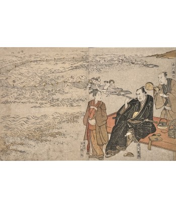 Estampe Japonaise de Toyokuni Utagawa | Série divertissement des acteurs, A la plage Les magasins à Paris et en Île-de-France