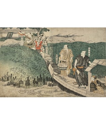 Estampe Japonaise de Toyokuni Utagawa | Série divertissement des acteurs, Promenade en barque de technologie