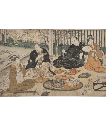 Estampe Japonaise de Toyokuni Utagawa | Série divertissement des acteurs, Repas à la Maison Verte d'Osaka votre