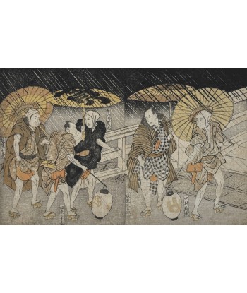 Estampe Japonaise de Toyokuni Utagawa | Série divertissement des acteurs, Sous la pluie d'été français