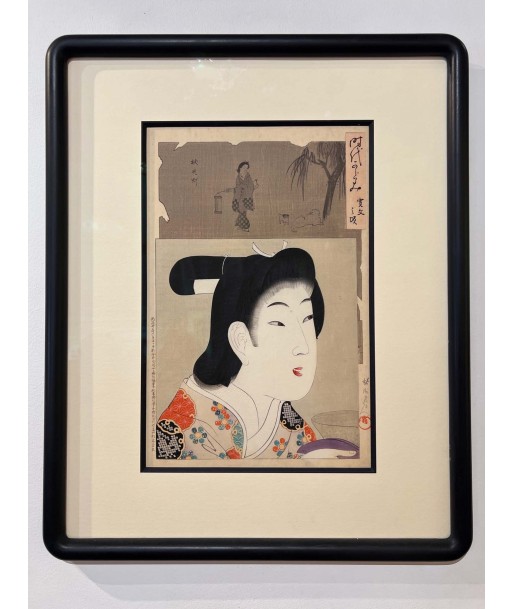 Estampe Japonaise Encadrée de Chikanobu | Portrait de Femme - Ere Kanbun suggérées chez