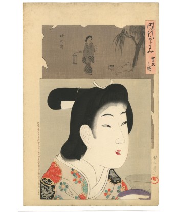 Estampe Japonaise Encadrée de Chikanobu | Portrait de Femme - Ere Kanbun suggérées chez