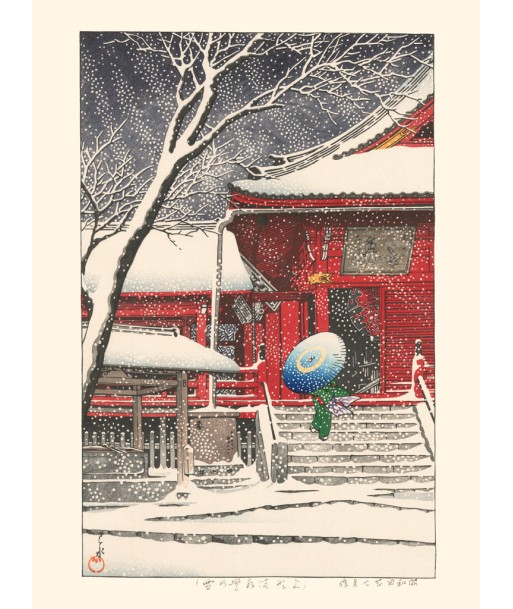 Neige au Kiyomizudo à Ueno, de Kawase Hasui | Reproduction Fine Art offre 