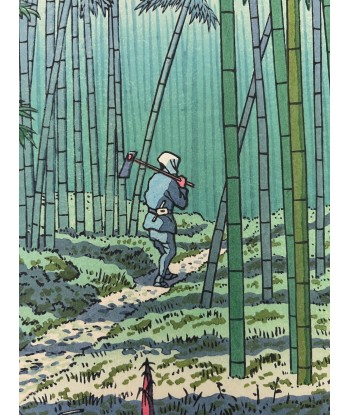 Estampe Japonaise de Takeji Asano | La Forêt de bambou de Sagano Amélioration de cerveau avec